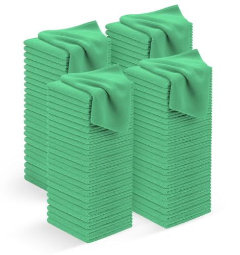 Microfiber Cleaning Cloths (Pack of 100 - 12x12 Inches / Green)