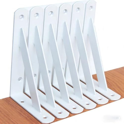 6 Pack L5 x H 3" White Heavy Duty Shelf Brackets with Screws Metal Shelf Brackets Shelf Support Angle Brackets for Shelves L Brackets Heavy Duty Floating Shelf (6 Pack-White / 5''x3'')