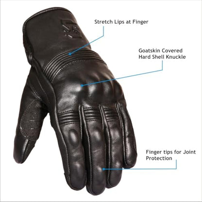 Leather Motorcycle Gloves for Men and Women (Medium / Un-Perforated)