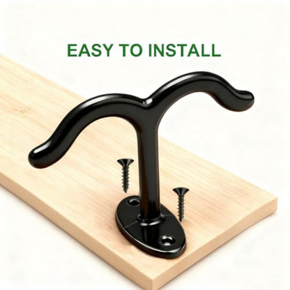 10 Pcs Zinc Alloy Ceiling Double Hook Cabinet Wardrobe Coat Towel Hat Hook Hooks Under Cabinet Shelf (Black)