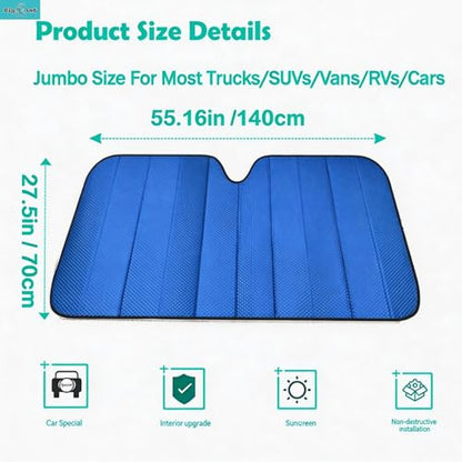 Windshield Sunshade Car Foldable UV Ray Reflector Auto Front Window Sun Shade Visor Shield Shade (Blue)