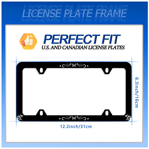 Butterfly Hibiscus License Plate Frame Stainless Steel Accessory 12.3x6.3In (Butterfly hibiscus)
