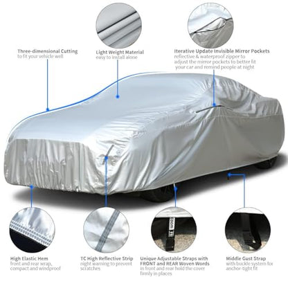 Sport Car Cover Waterproof (Silver-Green / CL：for Coupe(Lenght 183"-193"))