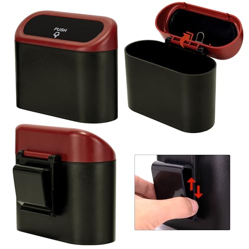 Mini Car Trash Can with Lid (Black/Red)