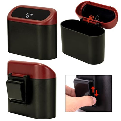 Mini Car Trash Can with Lid (Black/Red)