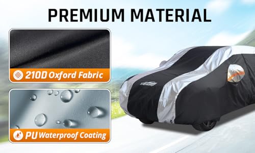 SUV Cover Waterproof All Weather Protection with Silver Stripe Design (2-S4 Fit SUV Length 190-201 inch)