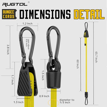 Bungee Cords with Hooks (Yellow / 60" - 6 Pack)