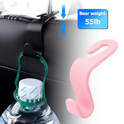 4PCS Car Seat Headrest Hooks for Bags and Coats (Light Pink)