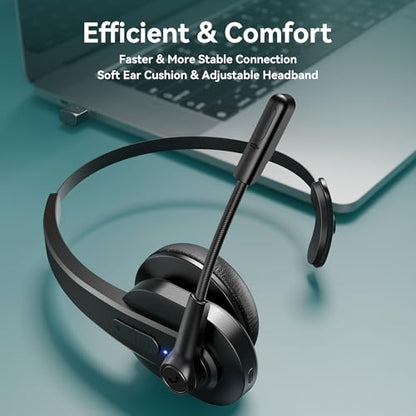 Bluetooth Headset with USB Dongle for Computer (Black)