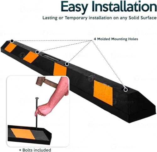 Parking Stopper for Garage Heavy Duty Rubber Parking Curb Stops 72” Garage Parking Stops 100 (100-Pack)