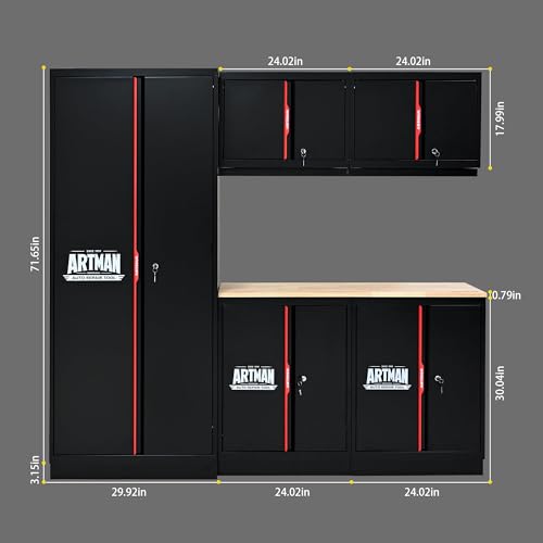 Pre Assembled Garage Storage Cabinet System (Universal / 6 PCS w/ Wood Pannel)
