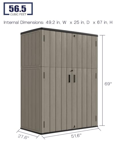 Outdoor Storage Shed (57 Cu.ft Vertical Shed Coffee)
