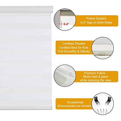 Cordless Zebra Blinds for Windows Free (34"w X 72"h / Cream)
