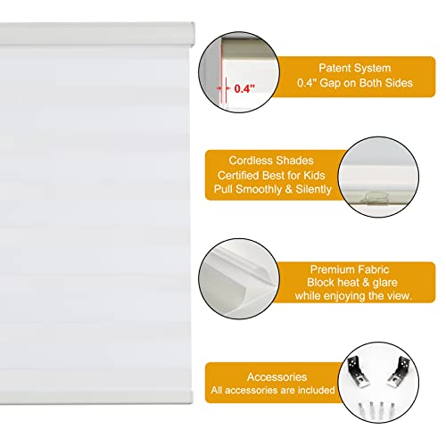 Cordless Zebra Blinds for Windows Free (35.25"w X 64"h / Cream)