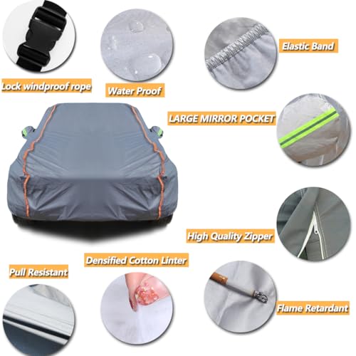 6 Layers PEVA Premium Full Car Cover Fit for SUVs MPV Pickup Sedan hatchback Rain and snow protection (Surrounding reflective strip / SUV-XL ( Fit for SUV 191"- 200" ))