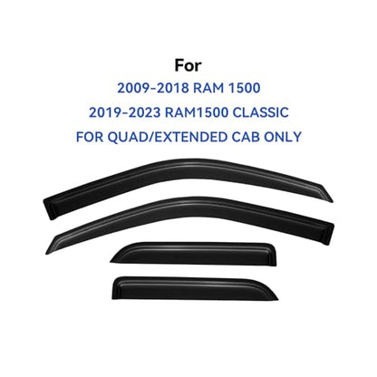 Window Visors Rain Guards for 2009 (2009-2018 ram 1500 quad cab)