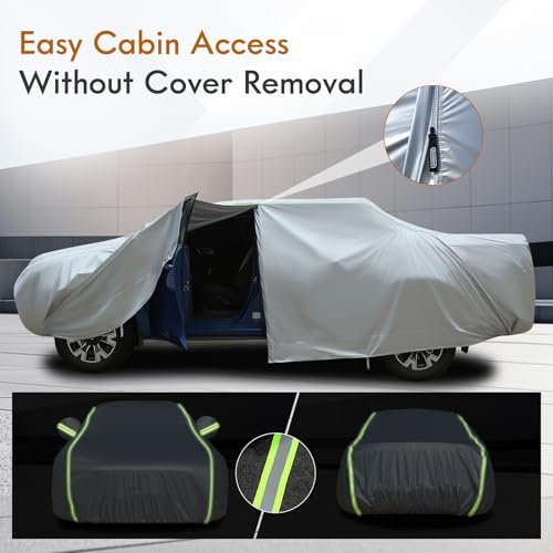 Hard Shell Truck Car Cover Waterproof UV (Silver-Red / TXL：for Truck(Lenght 245"))