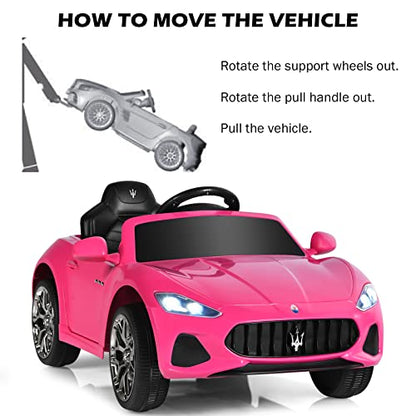 Ride on Car Pink Licensed Maserati Gbili 12V Battery Powered Electric Car with Parent Remote Control & Manual Modes (Maserati GranCabrio / Pink)