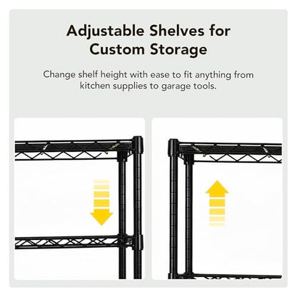 5 Tier Wire Shelving Unit Storage Rack (5 Tier - 14"W x 30"L / Black)
