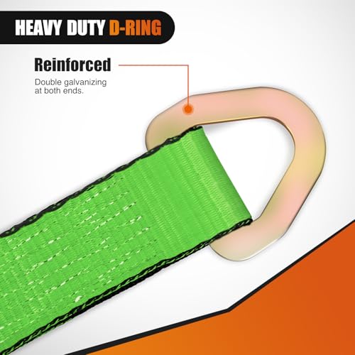 2" x 38" Axle Tie Down Straps with D (4Pcs 2in x 38in Axle Tie Down Straps Green)