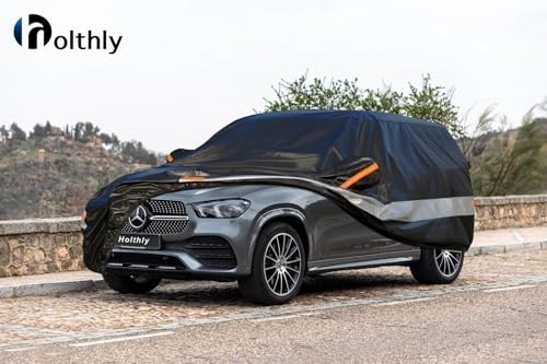 Holhtly SUV Car Cover Custom Fit for Mercedes Benz GLE350 GLE400 GLE450 GLE43 GLE53 GLE63 (Black Gray / Custom Fit for Mercedes-Benz GLE)