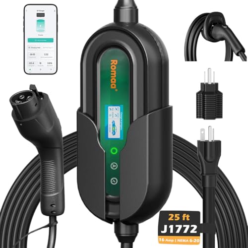 Level 1 EV Charger 16 Amp Portable J1772 Charging Cord 240V 25ft Cable (16)