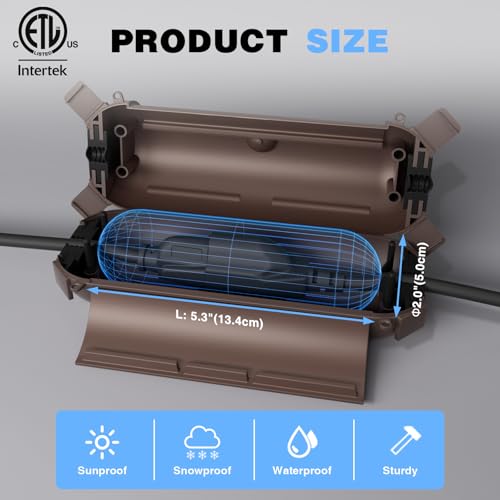 3 Pack] Flemoon Outdoor Extension Cord Safety Cover with Waterproof Seal (Brown / Small Box: 5.3" L x 2" W x 2" H)
