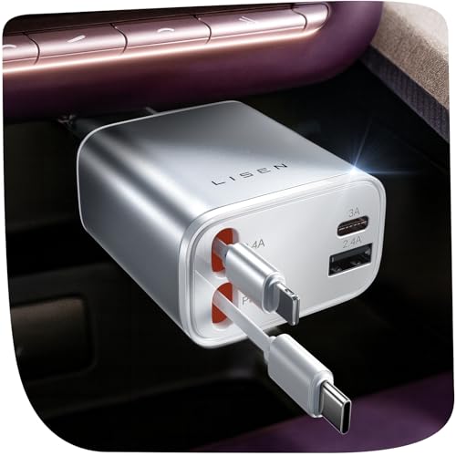Retractable Car Charger for iPhone (White / 31.5 Inch)