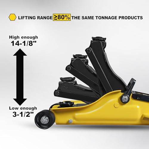 2.5 Ton Trolley Jack with Carrying Case Hydraulic Low Profile Floor Jack for Cars Lift with Single Piston Lift Pump (Steel / 2.5 ton with Case)