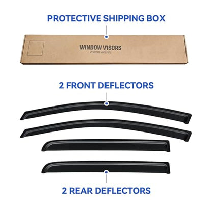 Window Visors Rain Guards for 2004 (2004-2015 Nissan Titan Crew Cab)