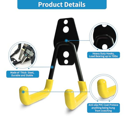 2 Pack Garage Storage Utility Hooks (Yellow)