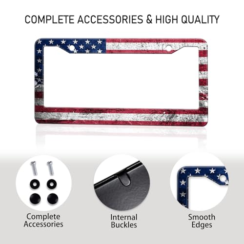 Vintage American Flag License Plate Frame (Retro American Flag)