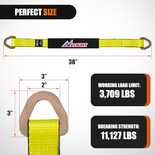 2" x 38" Axle Tie Down Straps with D (4Pcs 2in x 38in Axle Tie Down Straps Yellow)