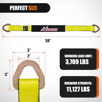 2" x 38" Axle Tie Down Straps with D (4Pcs 2in x 38in Axle Tie Down Straps Yellow)