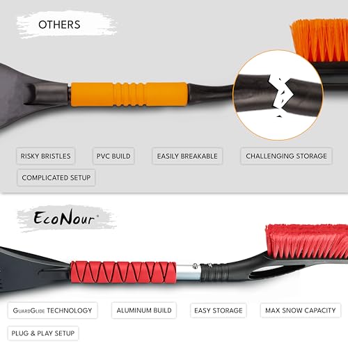 27" Snow Brush & Ice Scraper for Car Windshield with Foam Grip (Red)