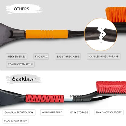 27" Snow Brush & Ice Scraper for Car Windshield with Foam Grip (Red)