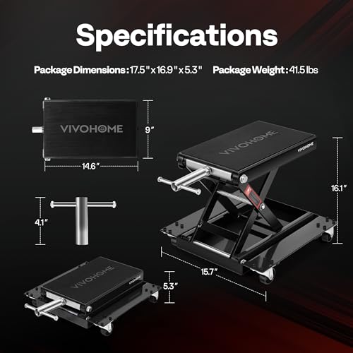 1100 Lbs Motorcycle Lift Jack with Dolly Wheels (Black)
