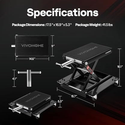 1100 Lbs Motorcycle Lift Jack with Dolly Wheels (Black)