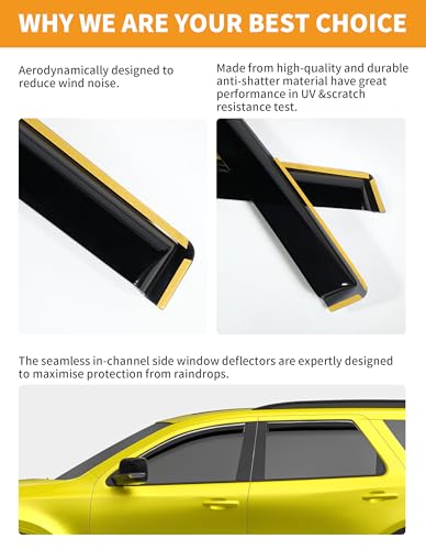 in Channel Window Visors Rain Guards for 2011 (Fit for 2011-2026 Dodge Durango)