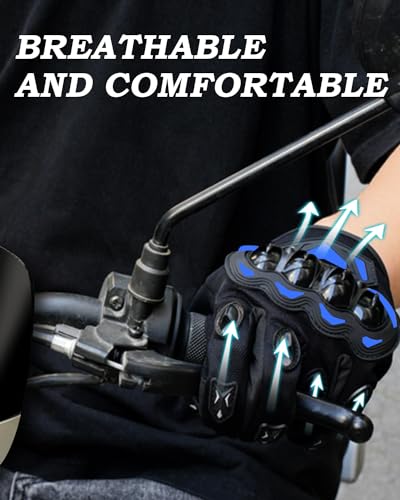 Motorcycle Gloves for Men (Blue / Medium)