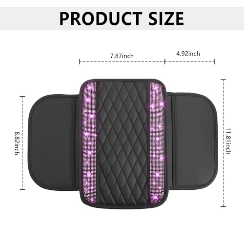 Upgraded Car Center Console Cover with Rhinestones (Upgraded Diamond - Bling Pink)