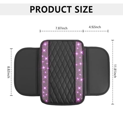 Upgraded Car Center Console Cover with Rhinestones (Upgraded Diamond - Bling Pink)