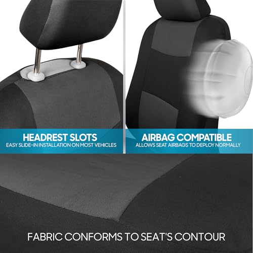 PolyPro Car Seat Covers Full Set in Charcoal on Black (Charcoal Gray)