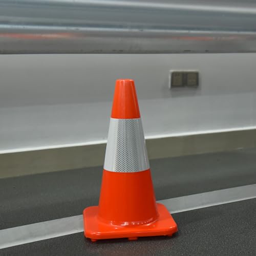 Overall Fluorescent Orange Red Integrated Traffic Cones (18"-Medium 8 Pack)