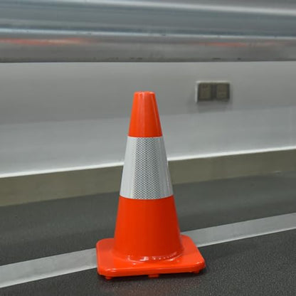 Overall Fluorescent Orange Red Integrated Traffic Cones (18"-Medium 8 Pack)