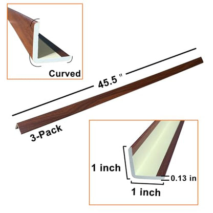 Wall Corner Protector 3PCS 45" Corner Molding Trim Black Wood Grain Corner Trim Decorative Strips for Door and Window Frames Mirror Edges Ceramic Tiles (Black)