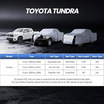 Multi Layer Toyota Tundra Truck Cover (W.Fit Tundra(1999-2021) Access/Extended Cab SB / White Truck Cover)