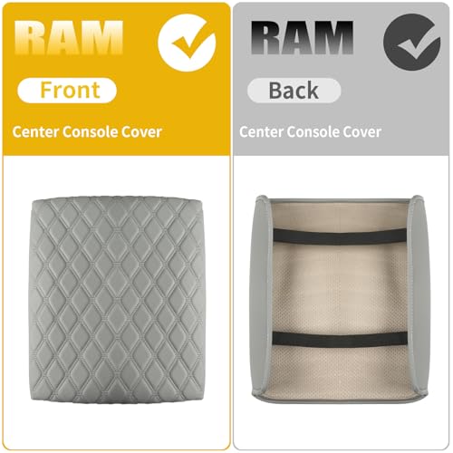 Center Console Cover Armrest Cover Cushion Fits Dodge RAM 1500 2500 3500 2009 2010 2011 2012 2013 2014 2015 2016 2017 2018 (PVC Leather-Grey / for Bucket Console 2009-2018 Ram)