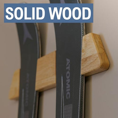 Horizontal Wood Ski Rack Wall Mount (Medium)