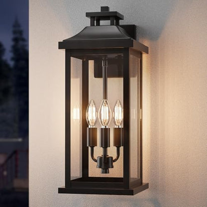 20" Large Black Exterior Lighting Fixture 3 (Black / 1-Pack/No Sensor)